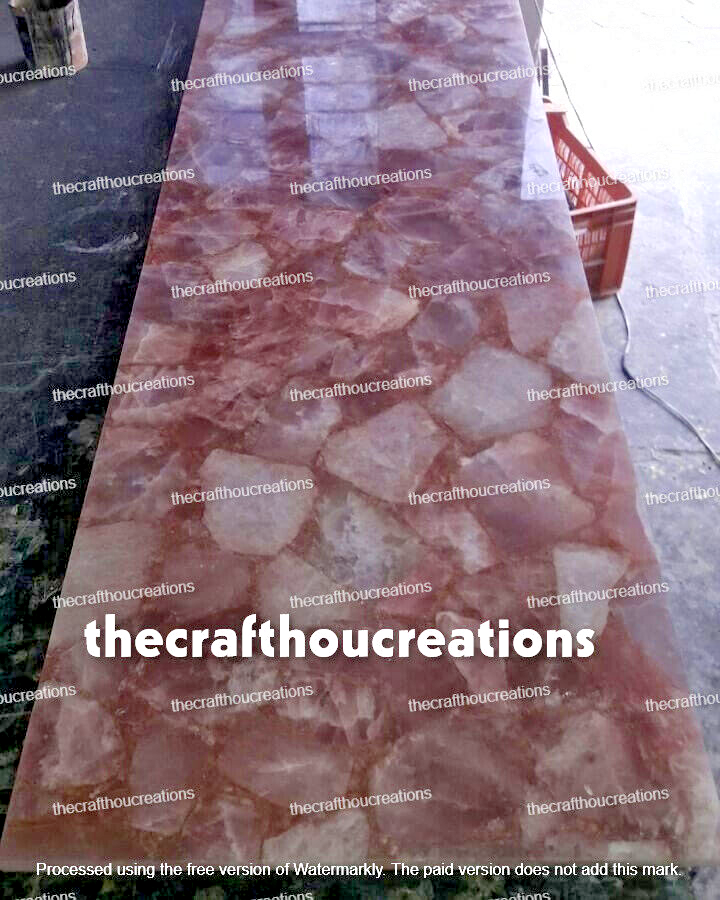 Pink Quartz Agate Console Slab Top, Kitchen Counter Console Slab Christmas Sale