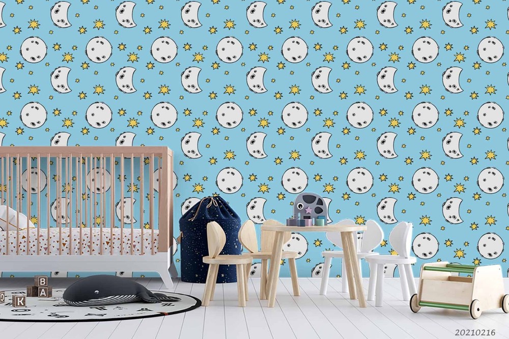 3D Space Moon Stars Pattern Wall Murals Wallpaper Murals Wall Sticker 8