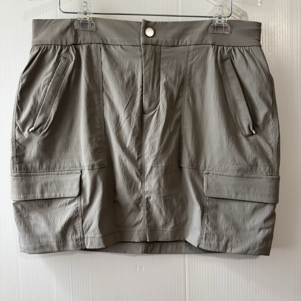 Athleta Trekkie Skirt Skort Women’s Zip Pockets Golf Tennis Size 12 Gray