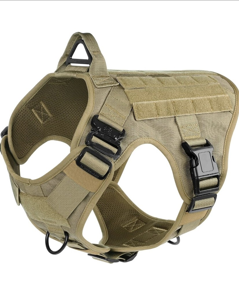 Tactical Military Style Dog Harness Vest with Leash and No Pull Handle