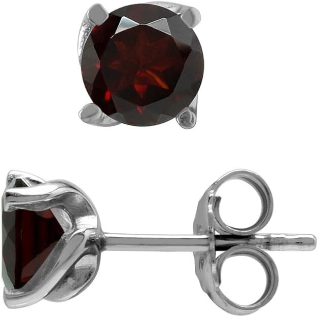 2Ct Round Cut Simulated Red Garnet Unisex Christmas Stud 14K White Gold Plated