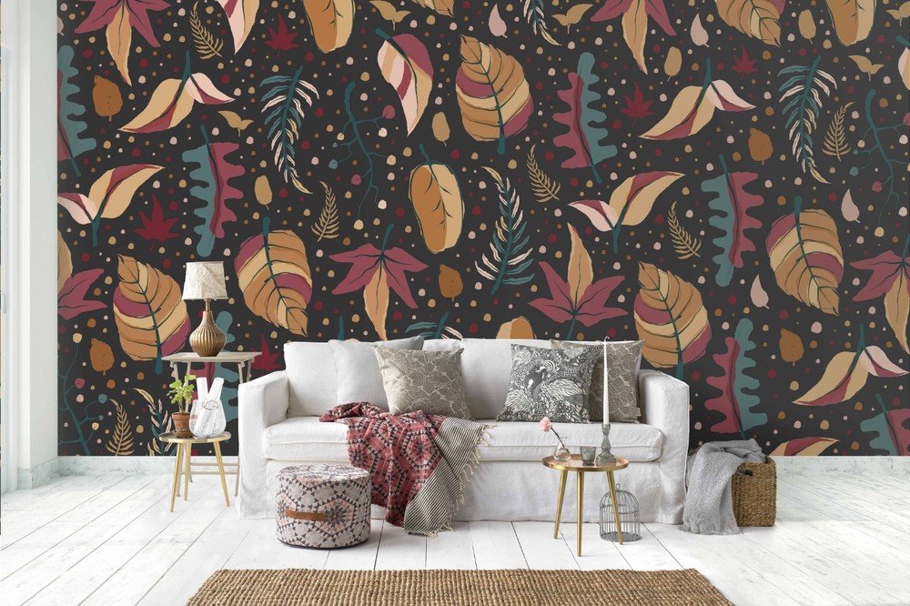 3D Plant Leaf Watercolor Pattern Wall Murals Wallpaper Murals Wall Sticker