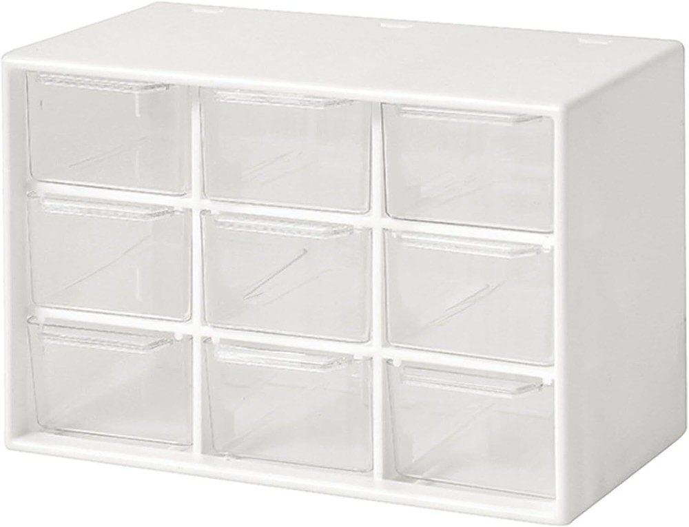 Mini Storage Drawers, Small 9 Drawers Organizer Bins Stackable Clear Plastic Box