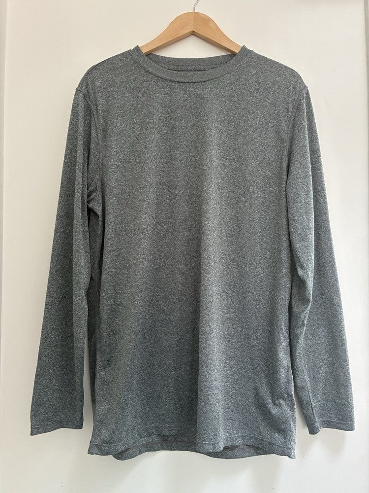 Layer 8 Performance Men's Qwick-Dry Polyester Long Sleeve Shirt Heather Gray XL