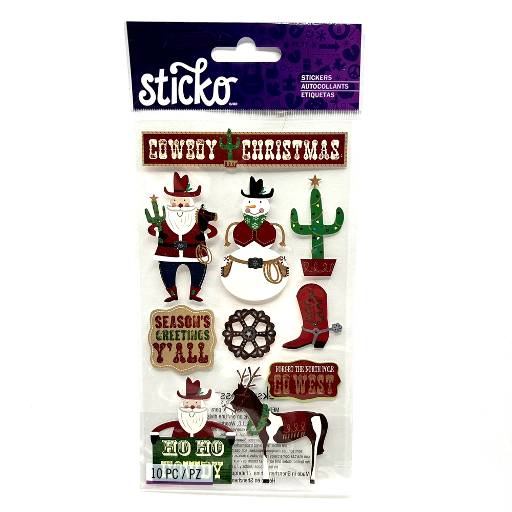 Sticko Christmas Cowboy Glitter Stickers Scrapbooking Cardmaking