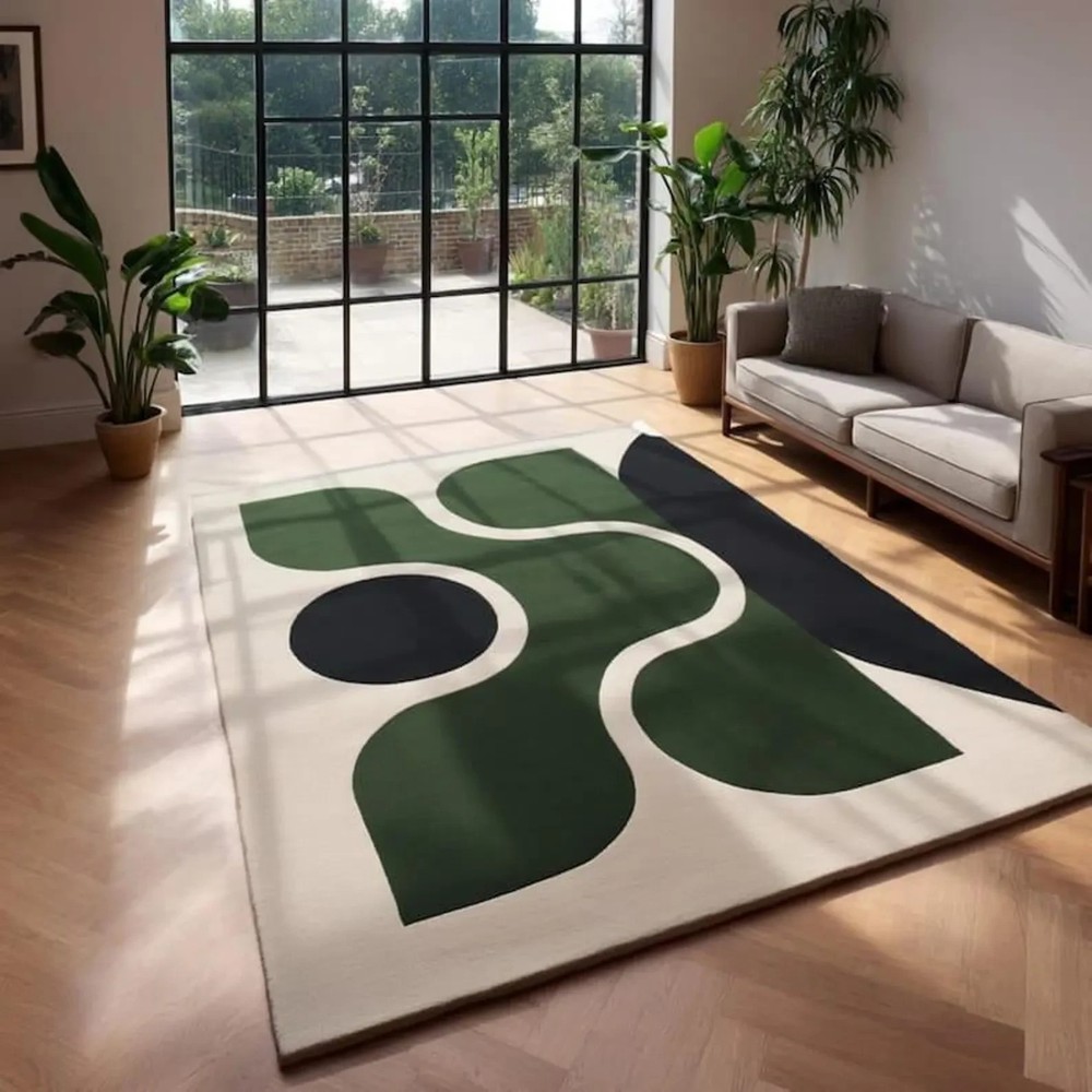 Handmade Hand Tufted Nz Wool Modern Abstract Rug Large Area Custom Bedroom Rug