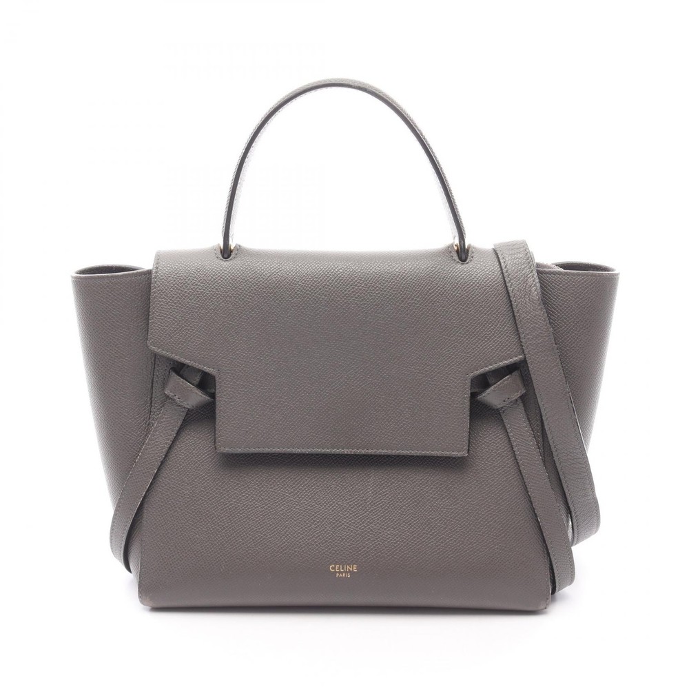 CELINE MICRO Belt bag /2Way Shoulder Handbag 189153 leather Gray Used Women