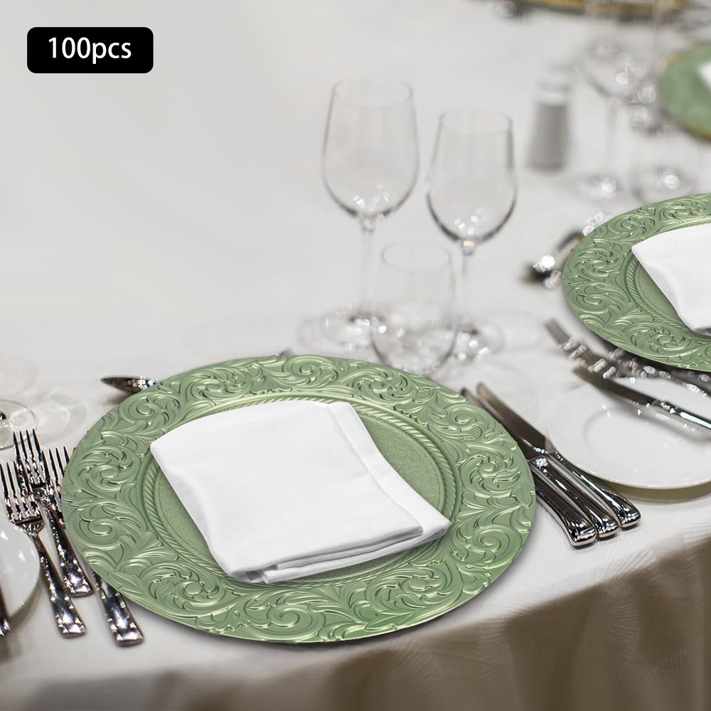 100 Pack Charger Plates 13 Inch Round Charger for Dinner Plates Party Dinning