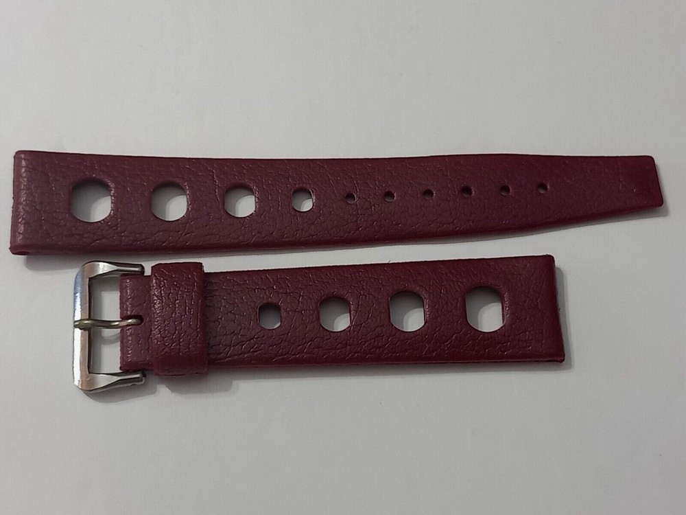 Vintage 1960s 18mm Swiss Tropic Sport Burgundy Diver Strap with Big Holes
