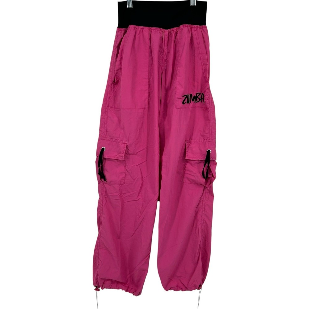 VTG y2k Women's Pink Zumba fitness Cargo Wide Leg Baggy Dance Performance Pants