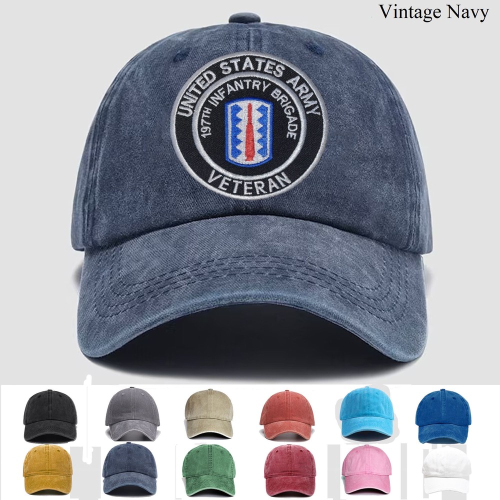 Custom Embroidered Hat US Army 197th Infantry Brigade Veteran, Trucker Hat, Gift