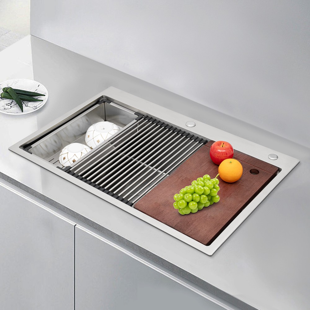33-inch Top Mount Stainless Steel Single Bowl Kitchen Sink in Silver