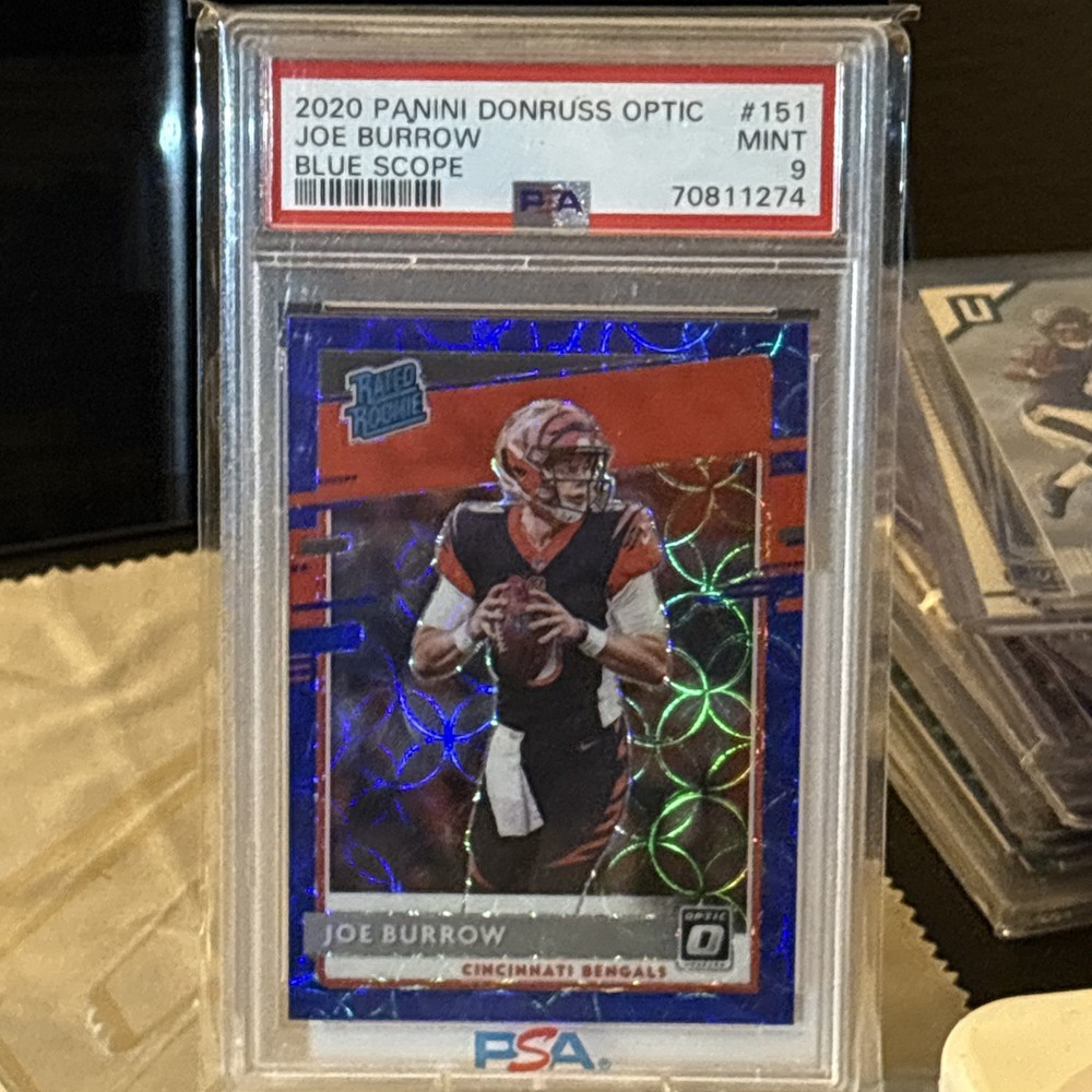 2020 Donruss Optic- Rated Rookie Blue Scope Prizm #151 Joe Burrow RC PSA 9 💕💎