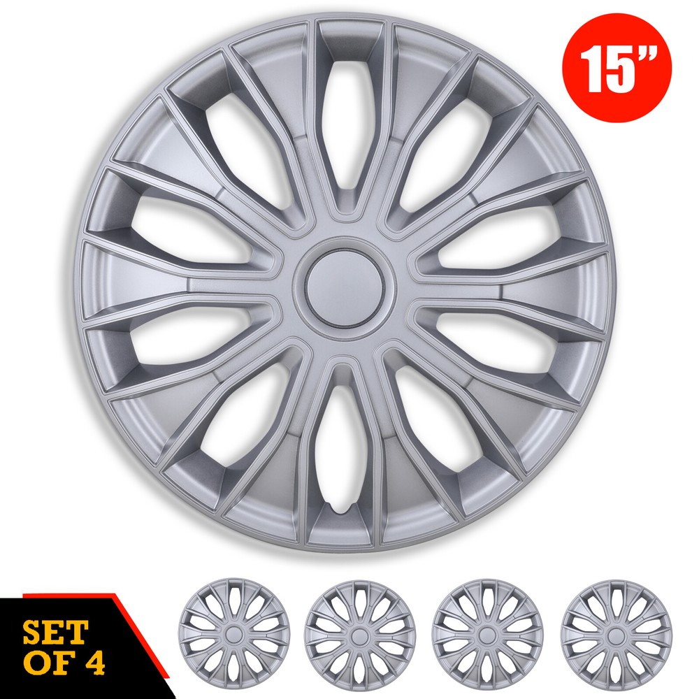 4PCS Silver Hub Caps 15” inch for Toyota Corolla Nissan Versa Chevy Wheel Cover