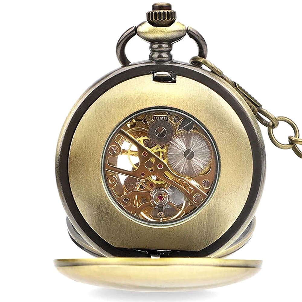 1.9in Retro Mechanical Pocket Watch for Men with 14.6in Chain Gift