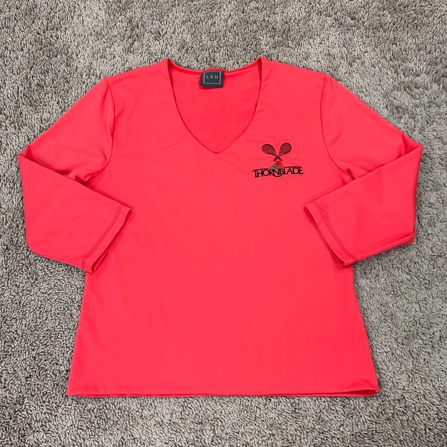 LBH Shirt Womens Large Red Pink Performance Tennis Pickleball Court Thornblade