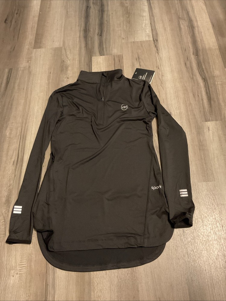 Veil Garments Spark Women's Half Zip Black Pullover Small Performance