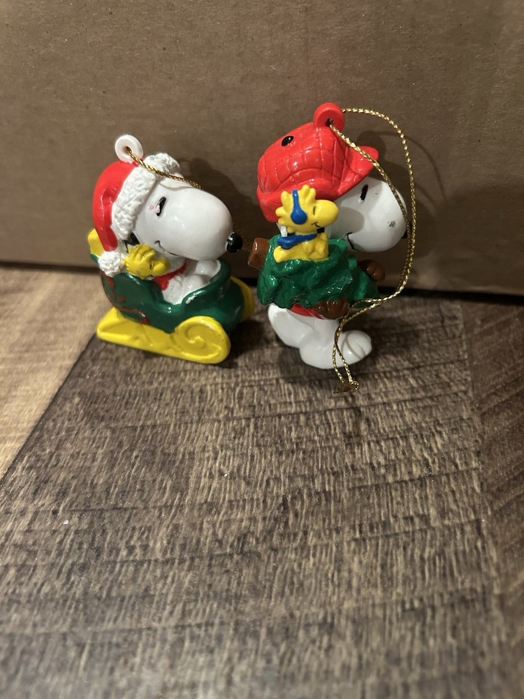 vintage snoopy christmas ornaments lot Of 3
