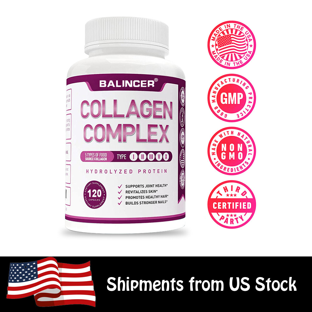 Collagen Complex I II III V Type X,Support Bones Hair Nails Healthy