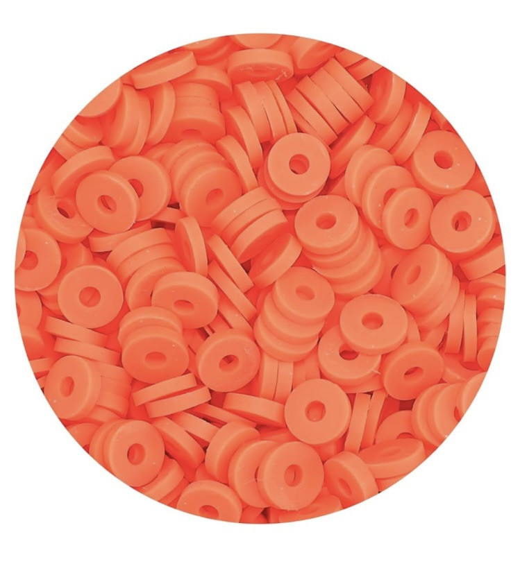 New 6mm Vinyl Heishe Polymer Clay African Rondelle Beads Orange Red