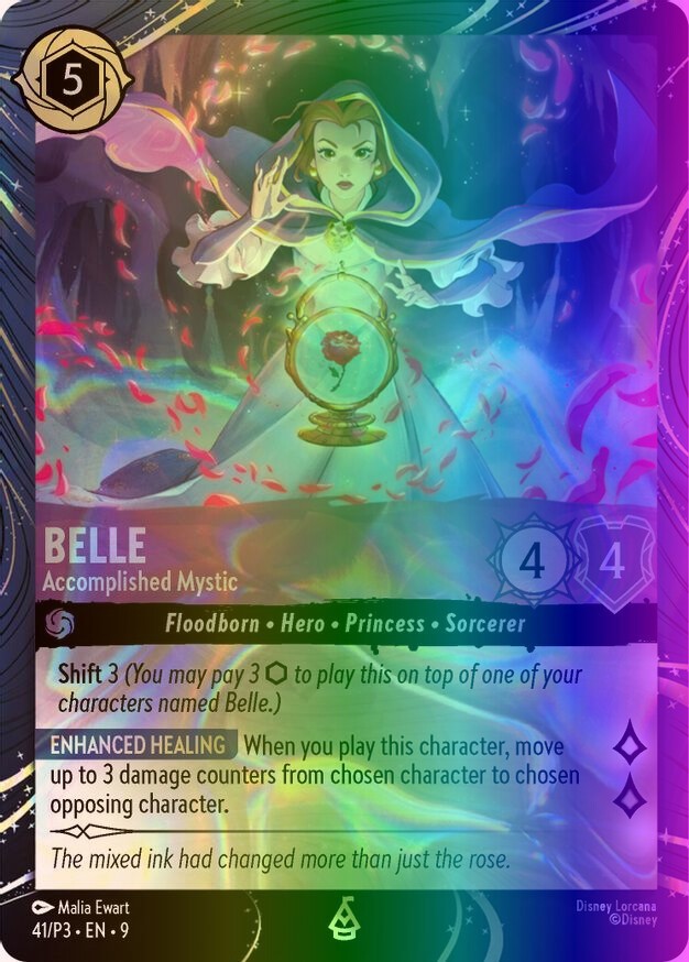 Belle - Accomplished Mystic (41/108) Disney Lorcana Promo Cards NM FOIL- Promo