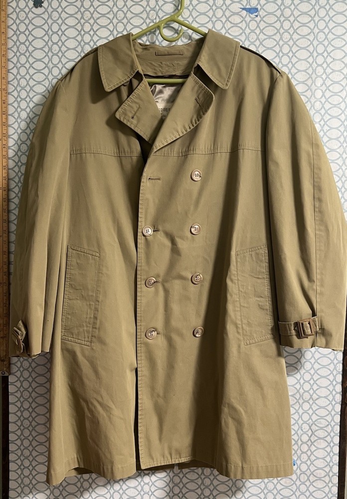 London Fog Vintage Coat Size 42 Reg Double breasted Trench Coat Removable Liner