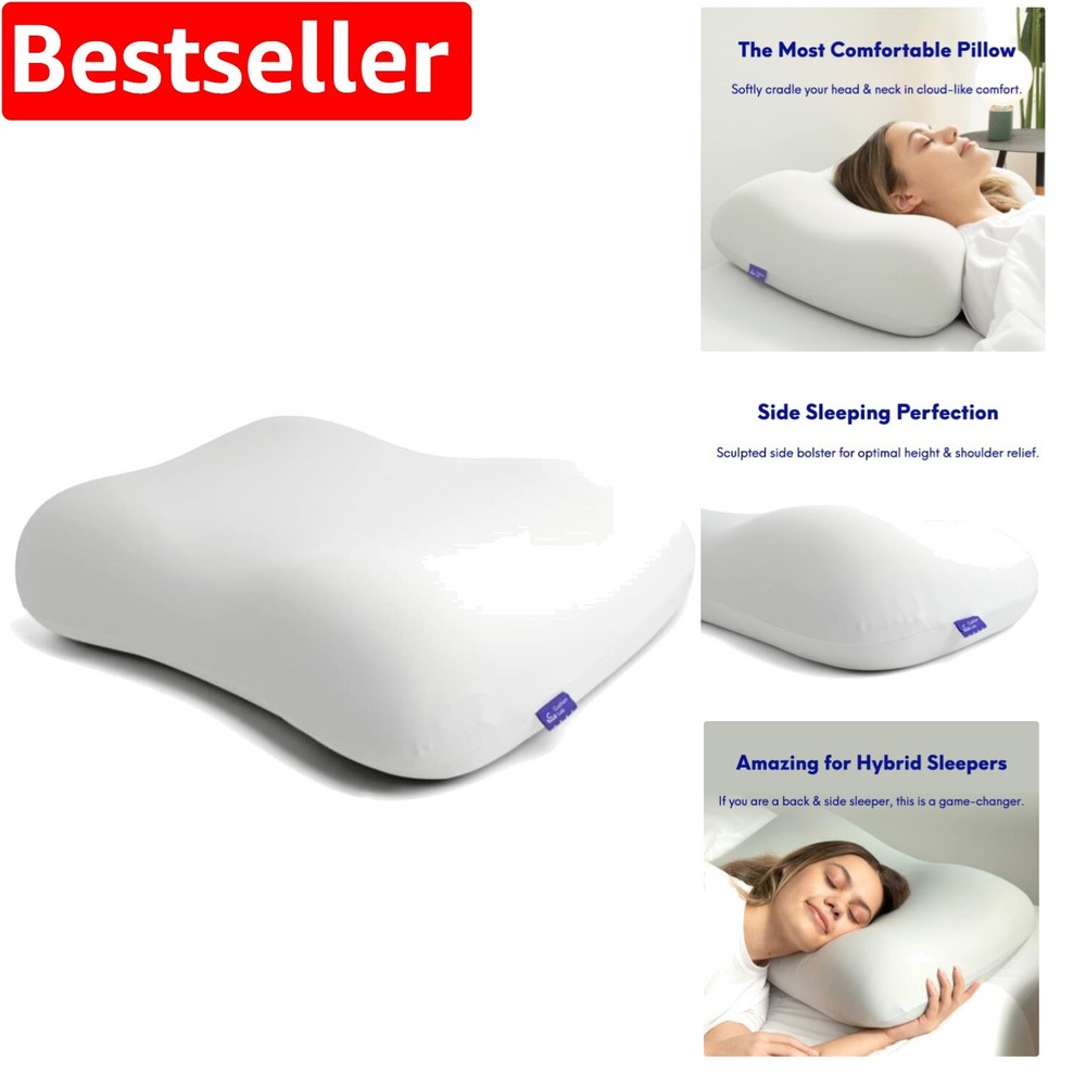 Orthopedic cervical pillow for side and back sleepers in calm grey 15.8 inches