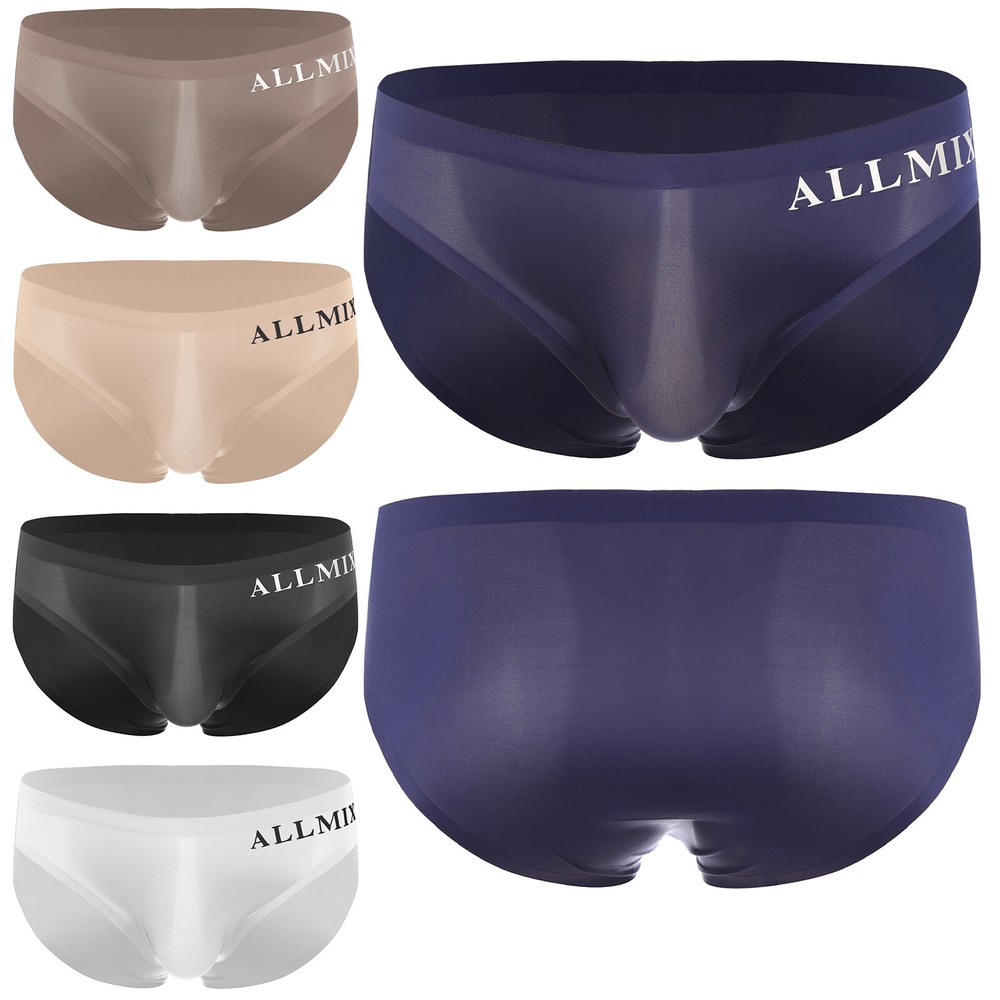 Mens Panties Ice Underpants Underwear Briefs Workout Trunks Mesh Thongs Glossy