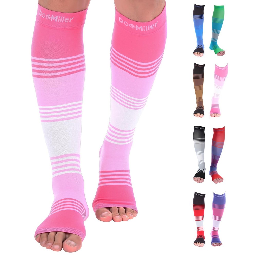 Open Toe Compression Socks for Women & Men – 20-30mmHg Calf Support & Circulation