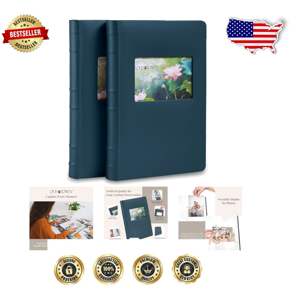 Best Archival 2-Pack Navy Bonded Leather Photo Album Gift  