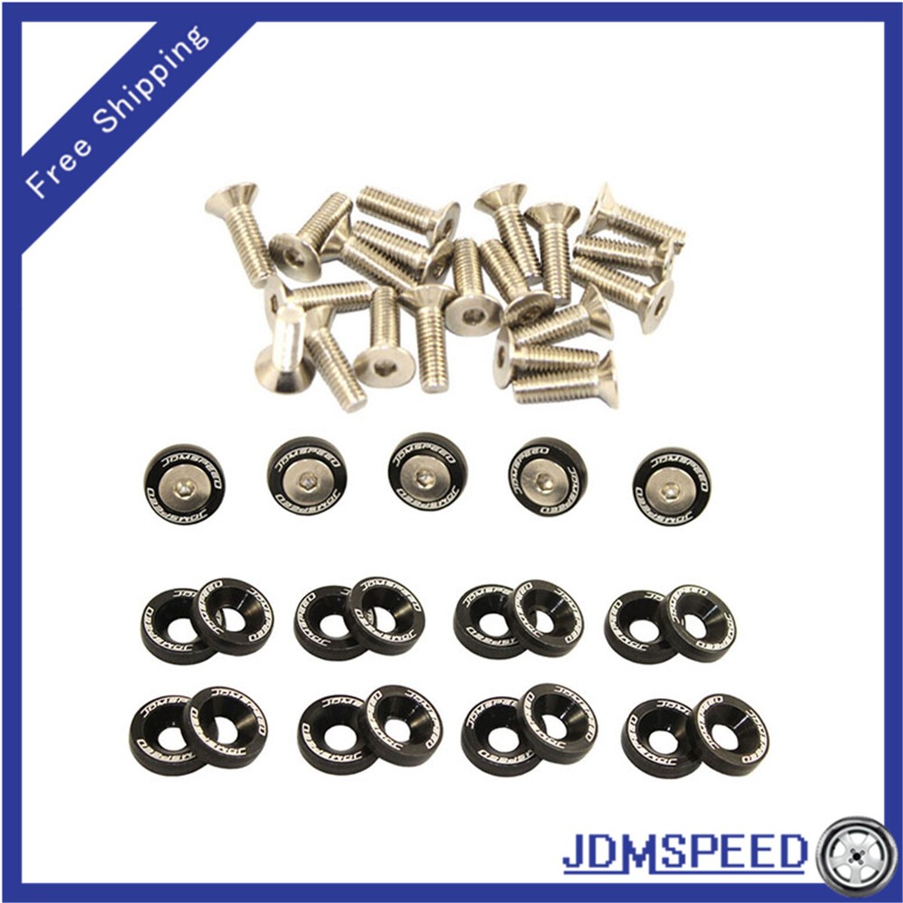 20Pcs Black CNC Billet Aluminum Fender Washers 6M Engine Bay Upgrade Kit