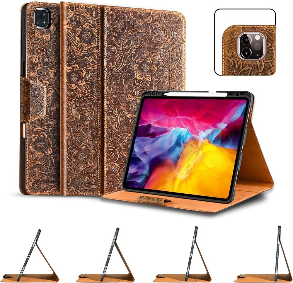 Gexmil Leather Case for iPad Pro 12.9 Inch, 6th/5th/4th/3rd Tangcao Brown
