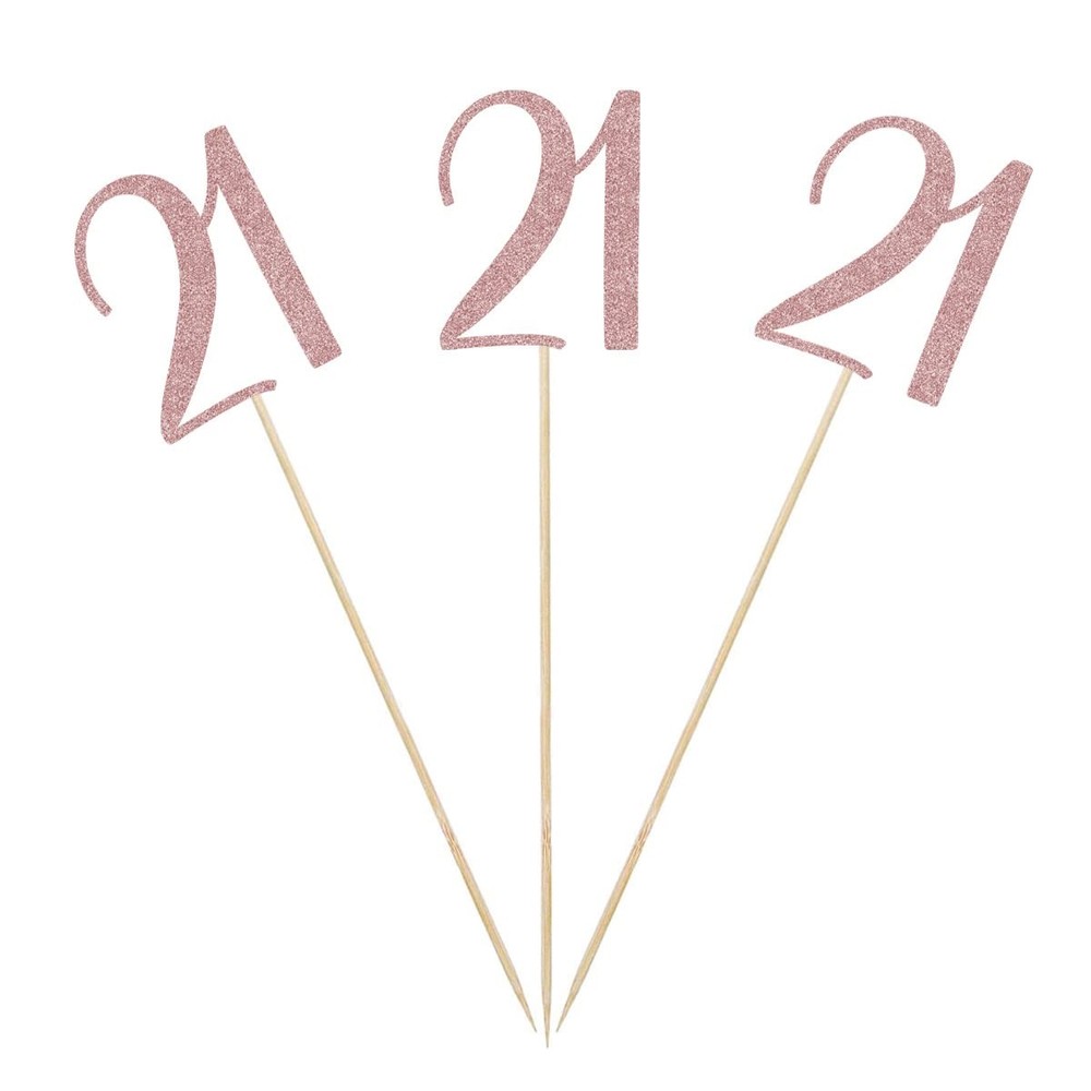 21st Birthday Rose Gold Centerpiece Sticks 12-Pack Table Decor