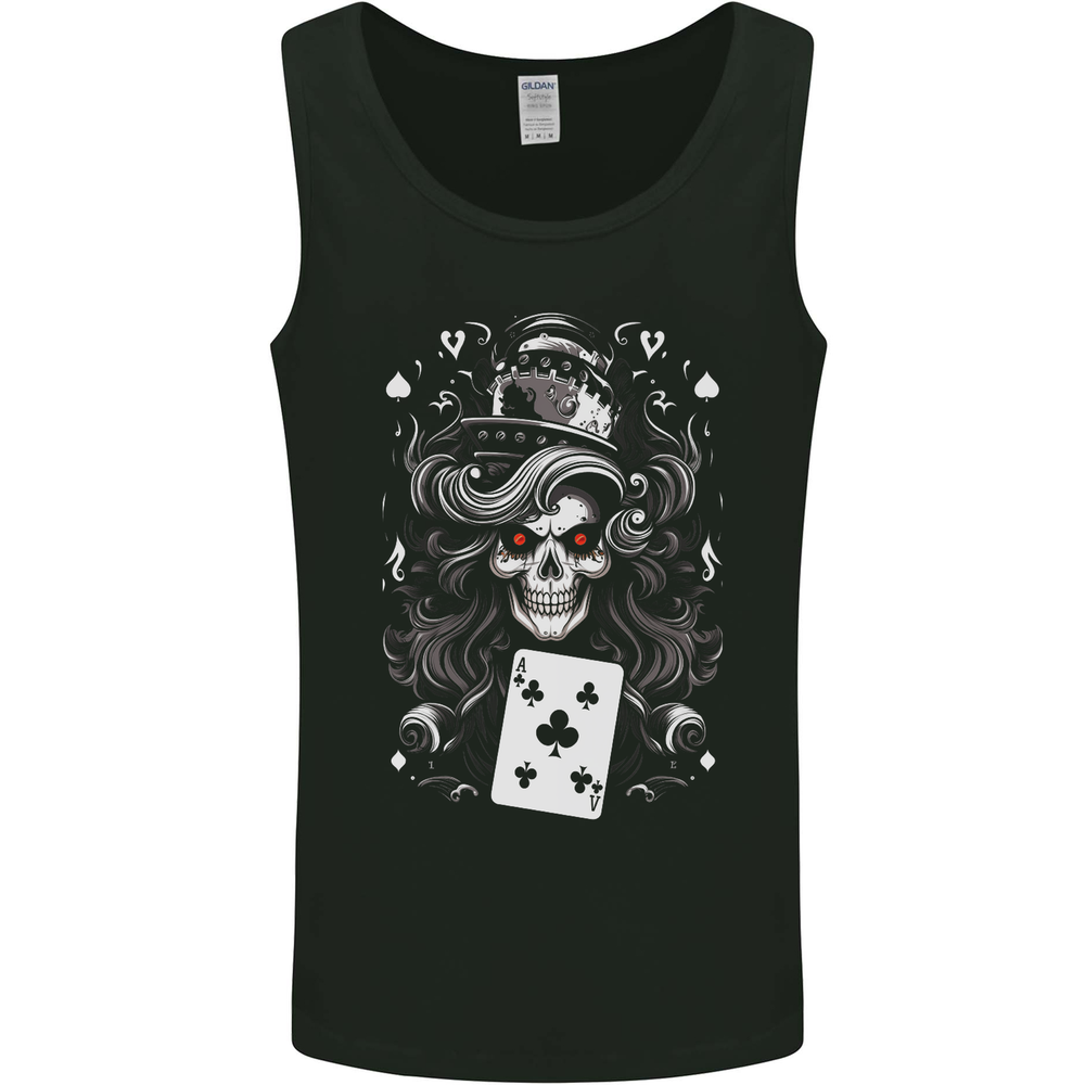 The Queen of Clubs Skull Mens Vest Tank Top