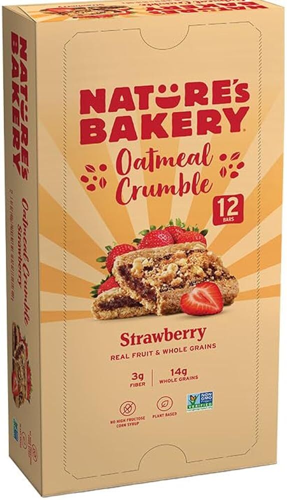 Nature’s Bakery Oatmeal Crumble Bars, Strawberry, Real Fruit, Vegan, Non-GMO,...