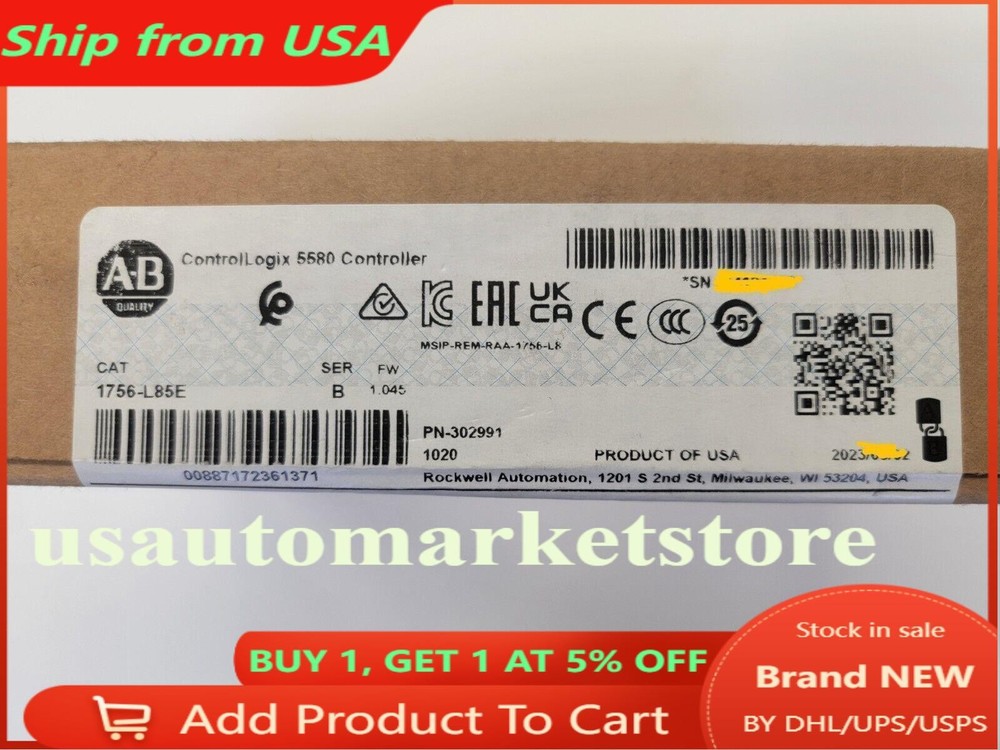IN BOX 1756-L85E AB ControlLogix 5580 Controller Fast Shipping 1756L85E