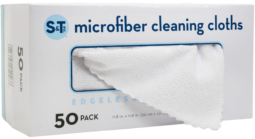 S&T INC 50 Pack Bulk Microfiber Cleaning Cloths for Home Office Car Glass