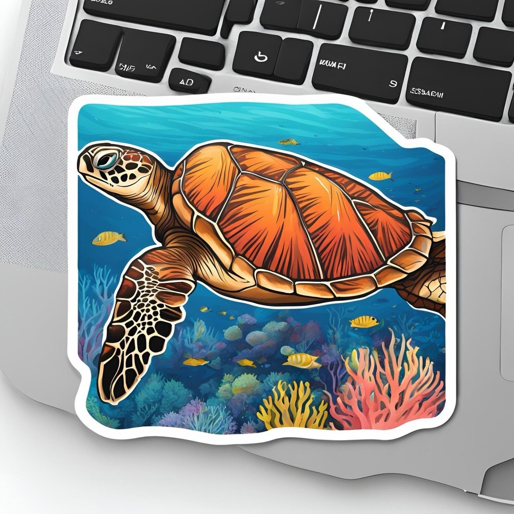 3x2.9” Sea Turtle Amount The Coral AMAZING STICKER!