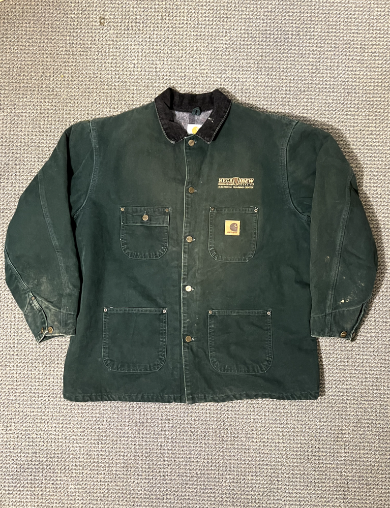 Vintage Carhartt XL Chore Coat Spruce Green USA Made Workwear Jacket