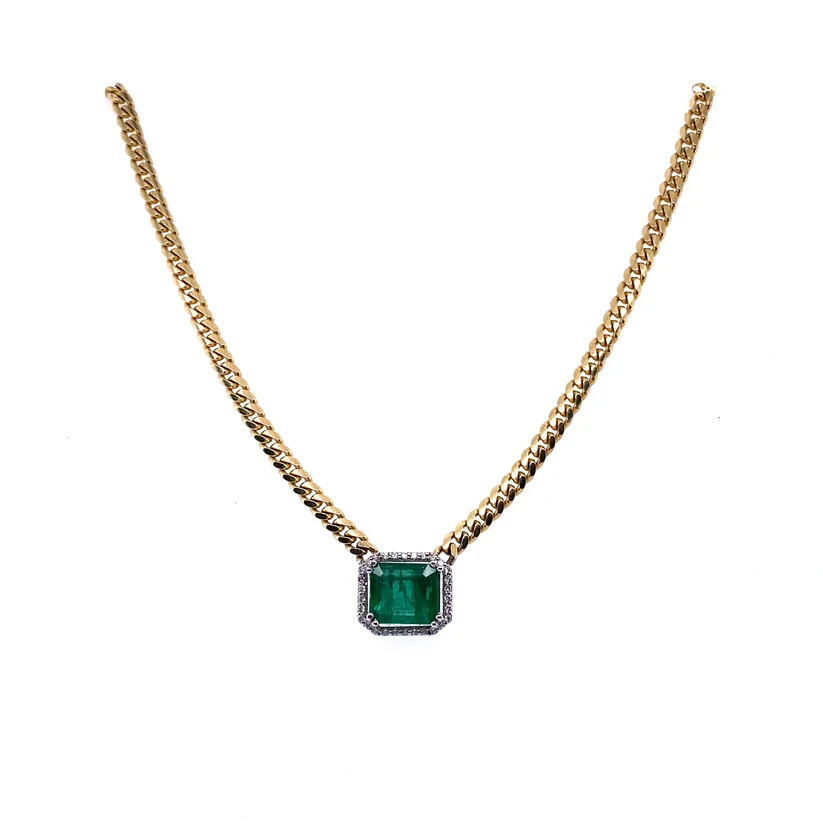 EMERALD DIAMOND & GOLD NECKLACE