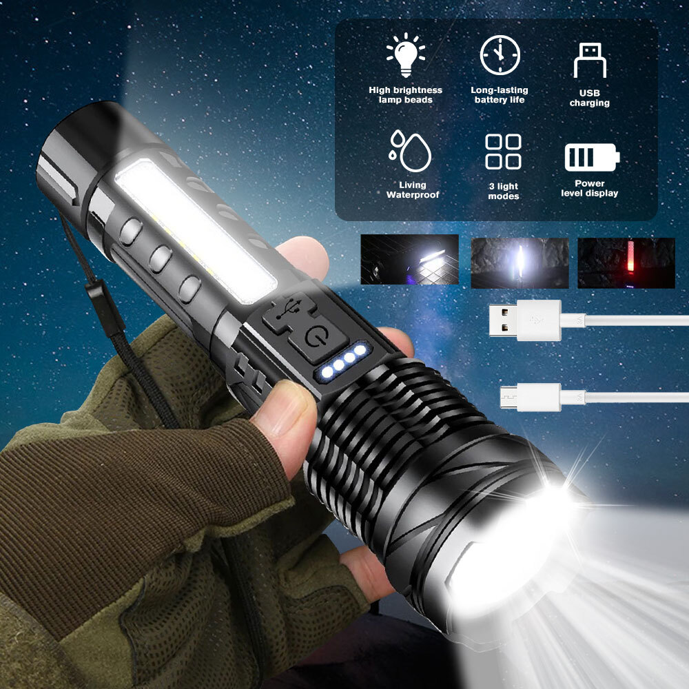 9900000LM LED Flashlight Super Bright Tactical Torch Zoom w/Rechargeable Battery