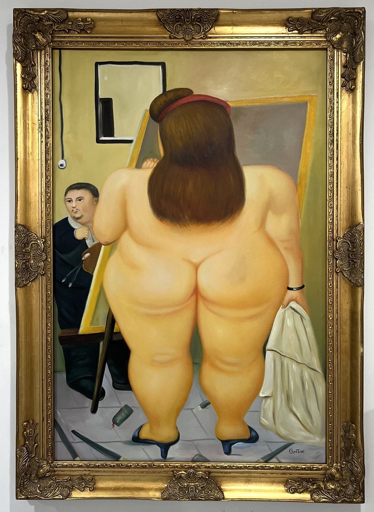 Fernando Botero Oil on Canva signed style of Art Painting (1932 – 2023) Framed