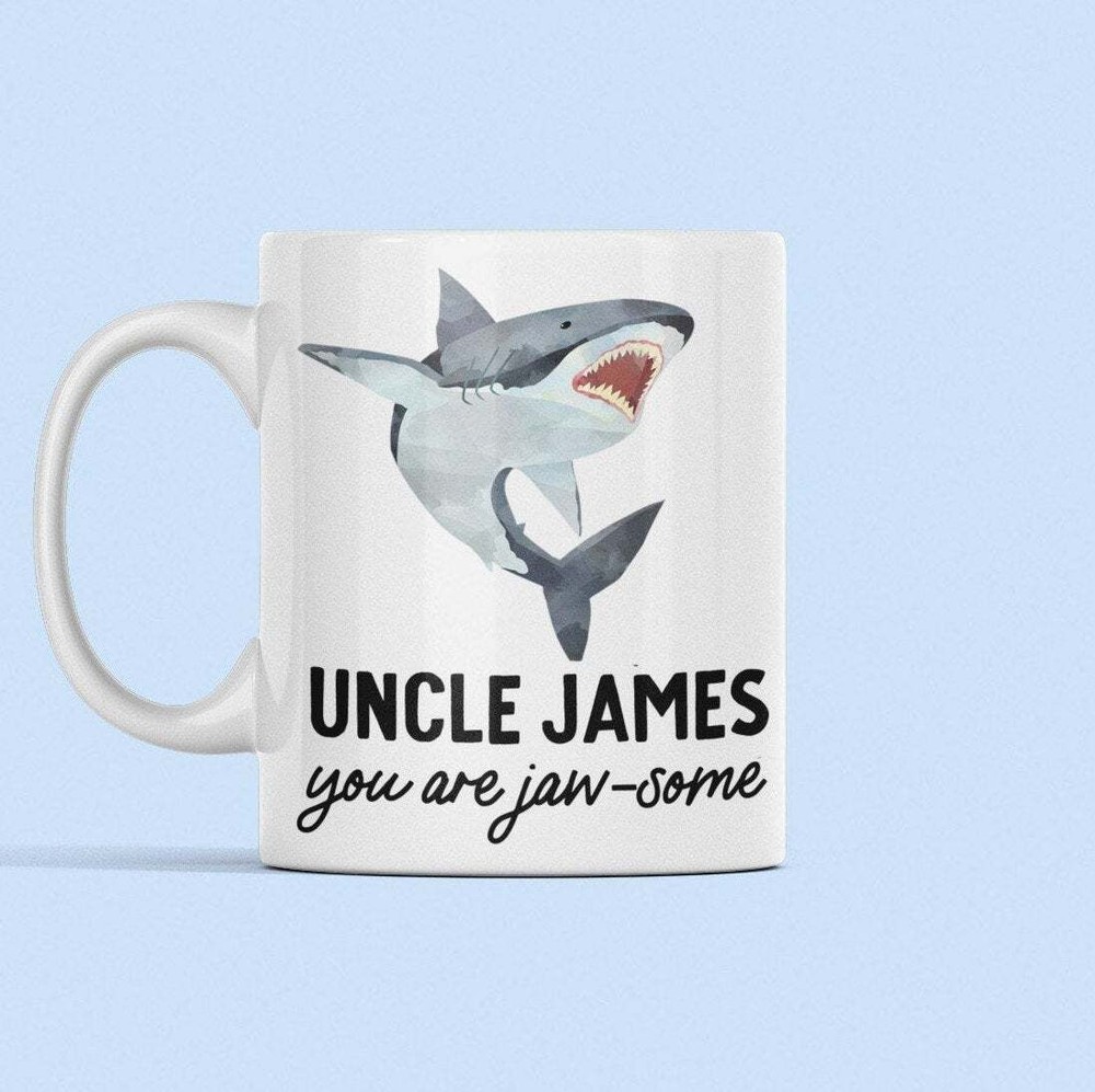 Uncle Personalised Shark Mug Uncle Birthday Gift Personalised Mug Sharks Gift