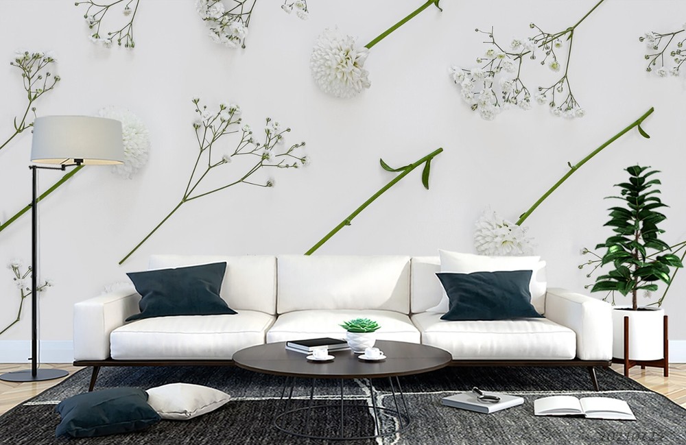 3D White Floral Pattern Wall Murals Wallpaper Murals Wall Sticker 17