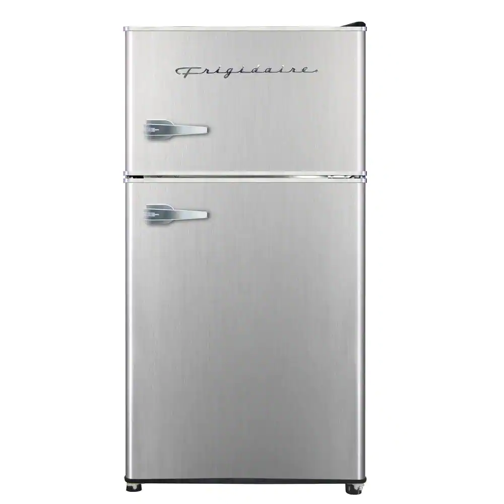 3.2Cu-ft Platinum 2-Door Interior Light Retro Mini Refrigerator With Top Freezer