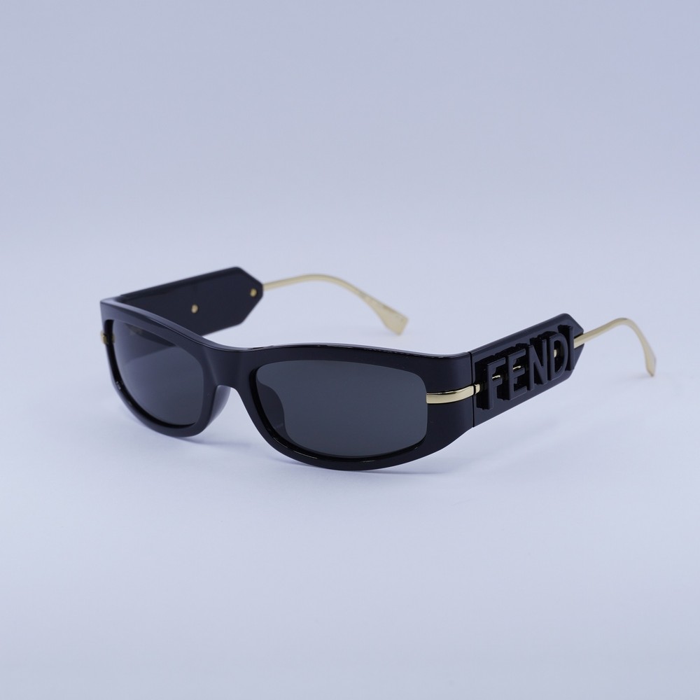 Fendi FE40120I 01A Shiny Black Smoke Sunglasses 57-17-130 Authentic New