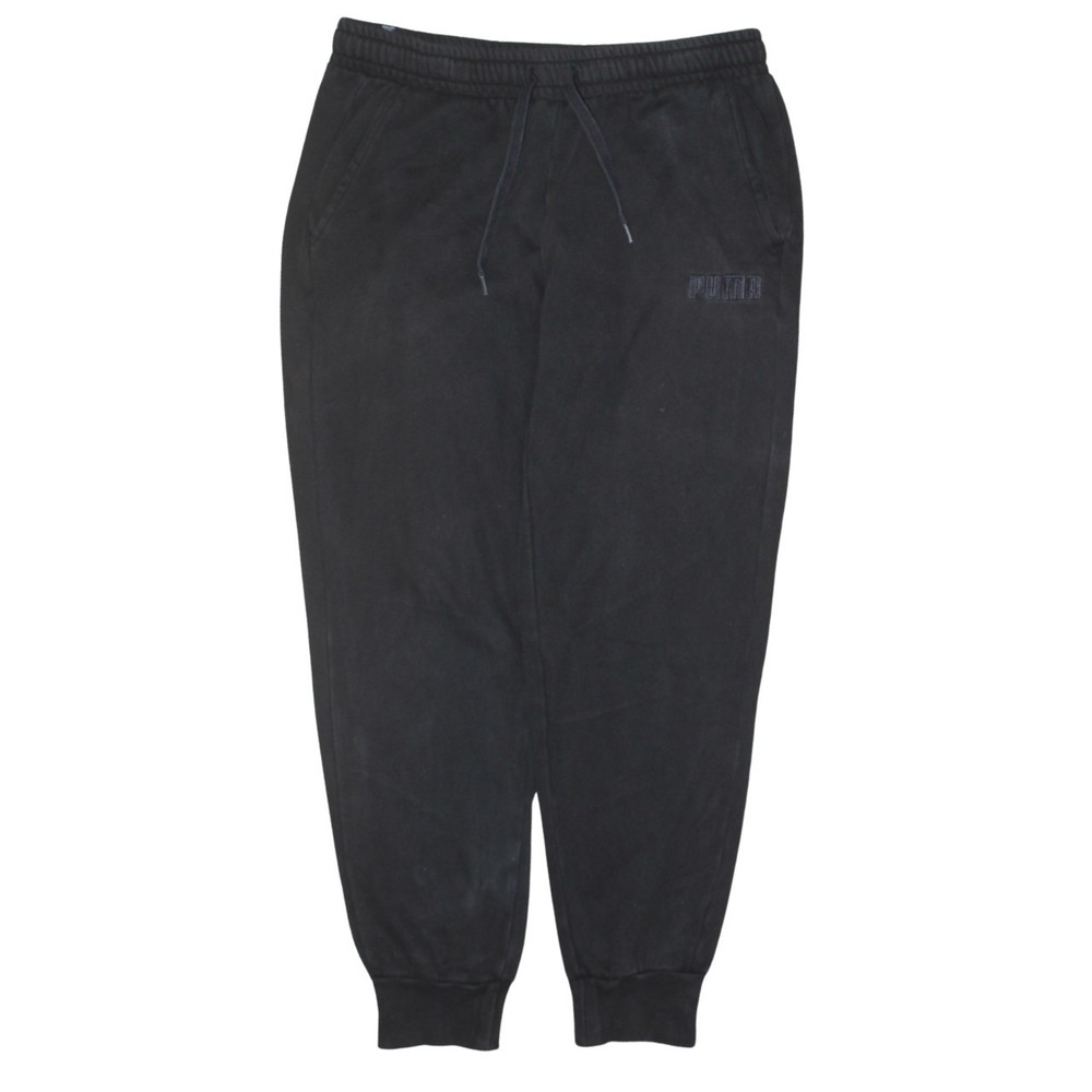 Puma Mens Joggers Black Nylon Elastic Waist Cuffed Fleece Lined Sweatpants L
