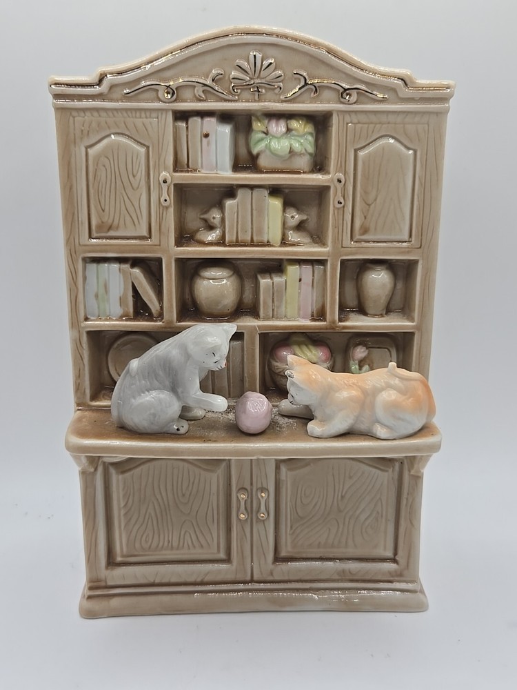 Ceramic Bookshelf Dog Figurine with Puppies and Books - 7-inch Terrier Decor  