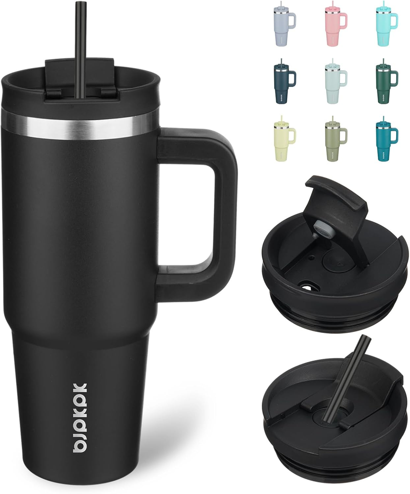 30Oz Stainless Steel Insulated Tumbler with Handle and Lid Straw Travel Coffee M