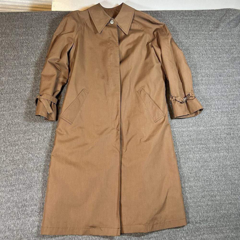 Vintage Women’s London Fog Brown Trench Coat with Removable Fleece Lining Size 40 Long Classic Style